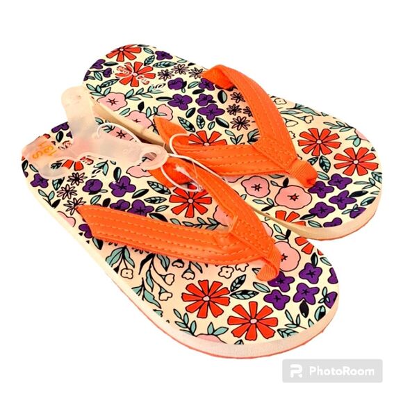 Cat & Jack Cute Floral Slip On Sandals for Girl's Size 13.1 NWOT Beach Vacation - Picture 1 of 13